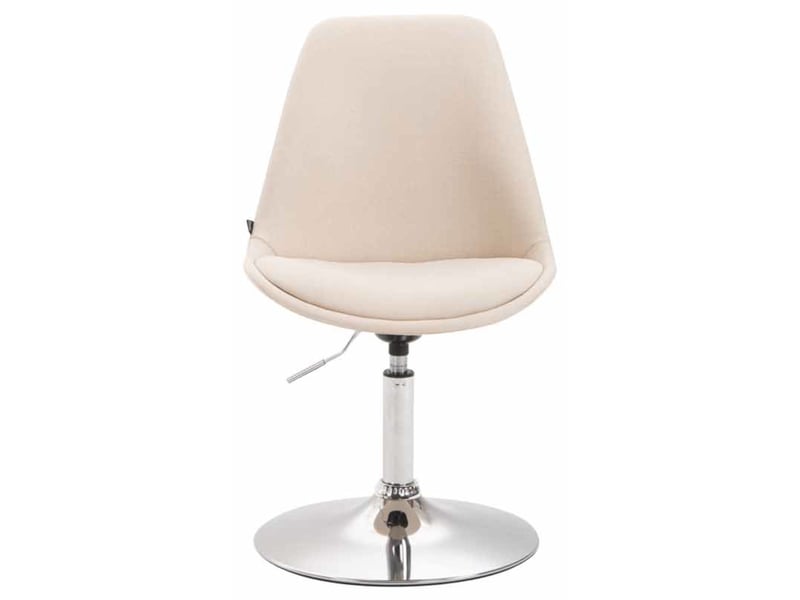 Lot de 4 chaises de salle à manger pivotante hauteur réglable en tissu crème et pied trompette en métal chromé 10_0008532  - Conforama C