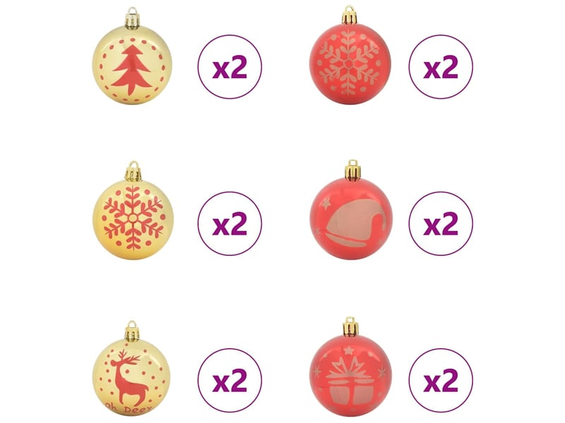 Ensemble de boules de noël 40 pcs or et rouge ø 6 cm plastique - Conforama D