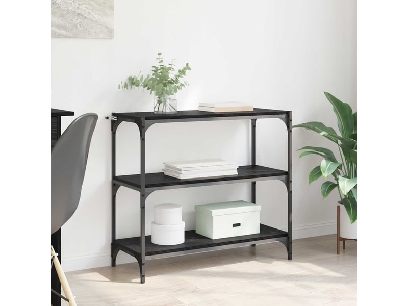  Bibliothèque, meuble de rangement salon chêne noir 80 x 33 x 70,5 cm  - Conforama B