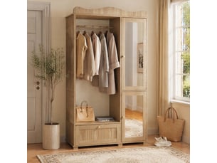 Armoire 2 porte(s) battante 1 tiroir(s) HAVRYA coloris bois clair largeur 38.5 cm