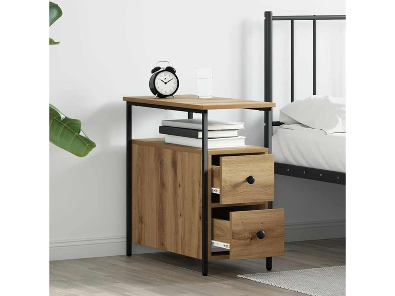  Table de chevet - cabinet de chevet - table de nuit chêne artisanal 30 x 60 x 60 cm  - Conforama C