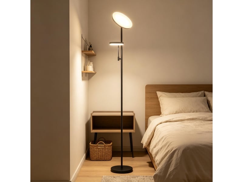  Lampadaire led,25x25x175 cm,meulva,42 w éclairage réglable,métal et pc,noir  - Conforama B