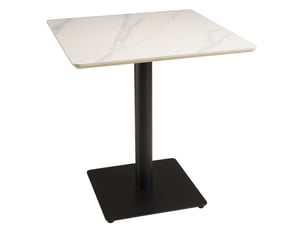 Icare - ensemble n°2: table bistrot 70x70cm en céramique marbré blanc