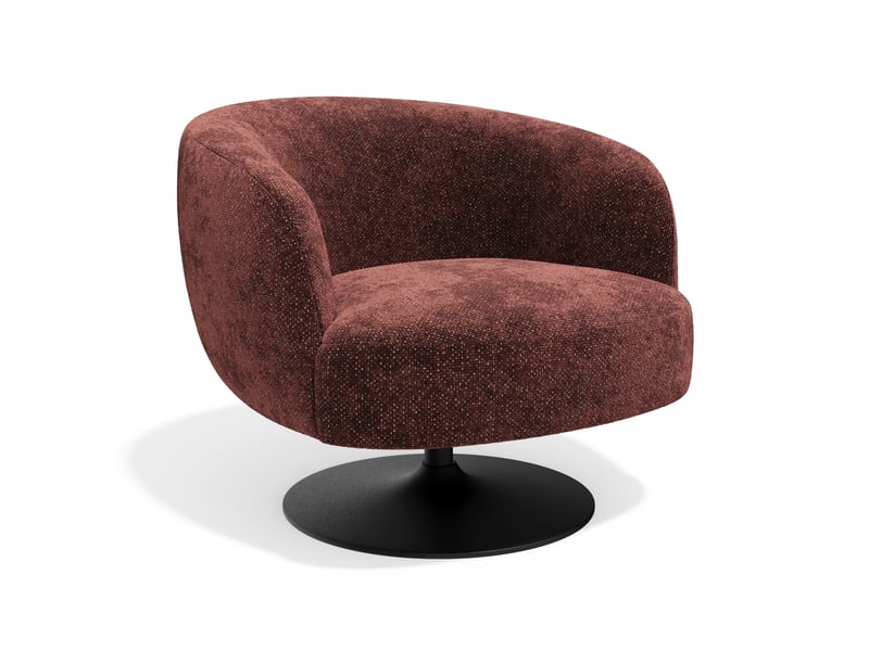  Fauteuil de salon pivotant en velours texturé bordeaux oska OSKAVTBX - Conforama C