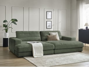 Canapé droit fixe BOBOCHIC SIERRA 4 places Tissu vert