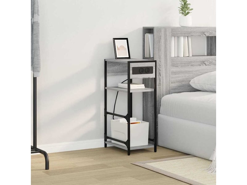  Table de chevet gris sonoma 40 x 27 x 76 cm bois d'ingénierie  - Conforama D