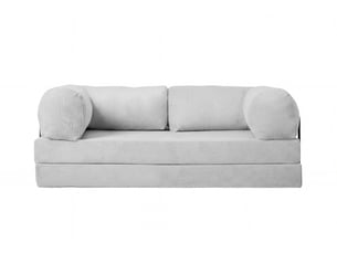 Canapé droit compressé convertible CASANOVA 3 places Velours côtelé Gris clair