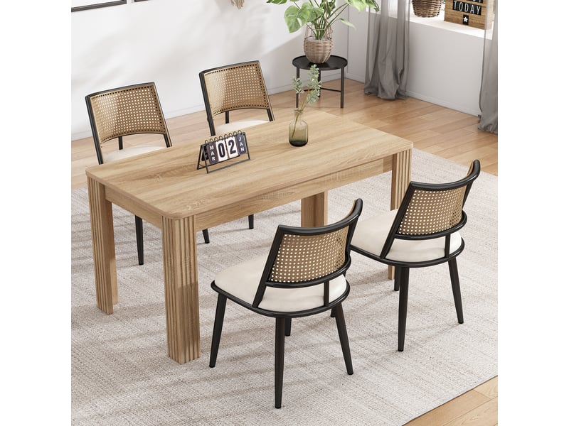 Lot de 4 chaises en rotin coloris noir chaise noir - Conforama D