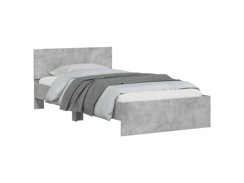  Lit simple- lit adulte -  cadre de lit sans matelas avec tête de lit gris béton 100x200cm  - Conforama C