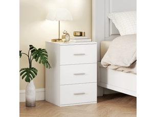 Table de chevet avec 3 tiroirs et rangement intégré pour chambre en mdf 40×35×60 cm blanche