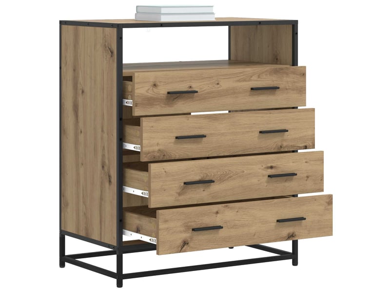  Armoire à tiroirs, commode 4-tiroir chêne artisanal 70x41x83,5 cm  - Conforama C