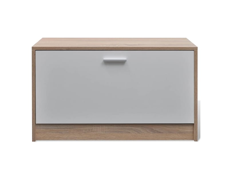  Meuble à chaussure | armoire à chaussures 3-en-1 bois chêne et blanc  - Conforama E