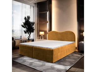 Lit avec rangement 140x200 cm <strong>MASSENO</strong>  <strong></strong> coloris jaune