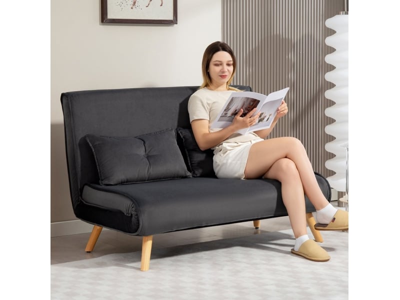  Canapé-lit modenvie 2 places convertible 190 x 120 cm gris foncé dossier réglable  - Conforama B