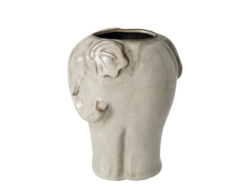  Cache-pot éléphant en porcelaine maren 20cm gris vert  - Conforama B