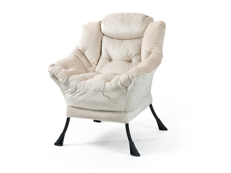  Fauteuil de détente ulevr avec poche latérale, soutien de la nuque, structure en métal kaki, 75 x 80 x 85 cm  - Conforama A