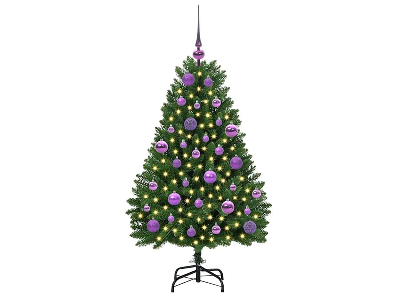  Sapin de noël, arbre de noël artificiel 120 cm 150 led blanc chaud vert shl7260  - Conforama C