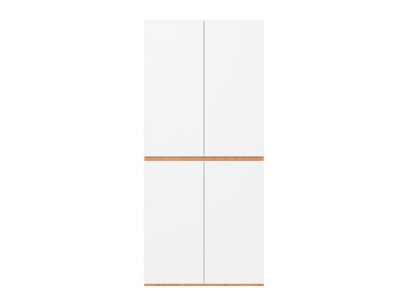  Armoire-penderie avec tiroir à bijoux, 90 x 50 x 200 cm, 4 portes, 1 penderie et 2 tiroirs, meuble haut moderne, finition chêne blanc  - Conforama A