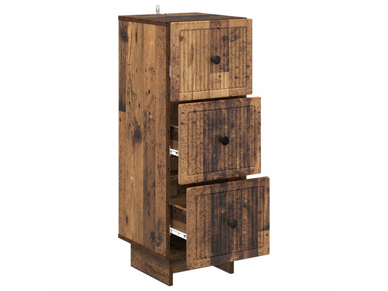  Armoire de rangement bureau, armoire à tiroirs bois ancien 33 x 34,5 x 90 cm shl5212  - Conforama E