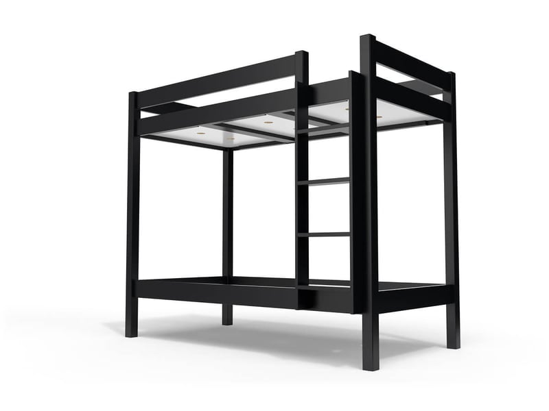 Lit superposé 2 places 90x200 échelle droite bois abc, noir SUPABCDR92-N - Conforama A