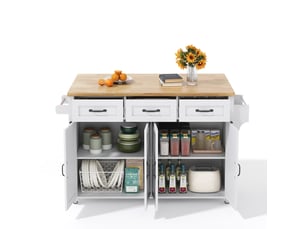 Desserte 4 portes 3 tiroirs coloris blanc+naturel mdf