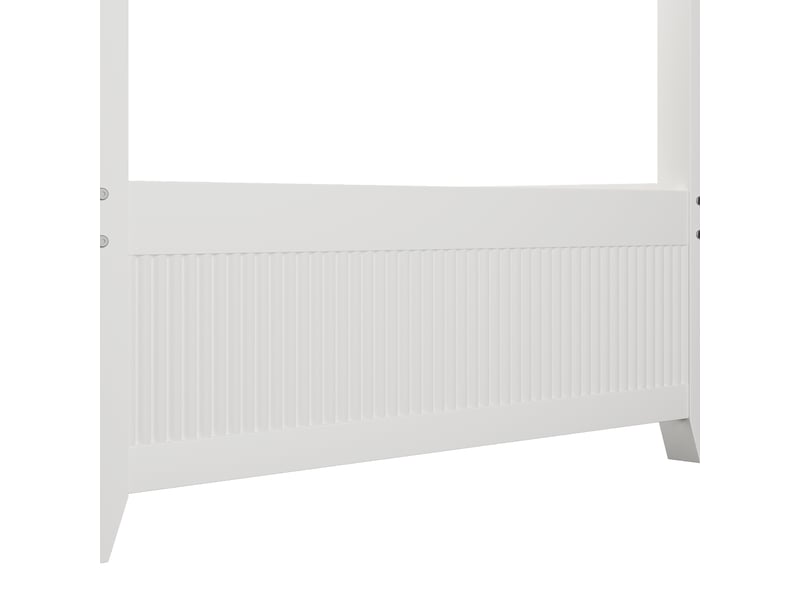  Lit à baldaquin 90 × 200 cm, pin et mdf, toit décoratif, tête et pied à lattes, sommier, cadre ouvert, blanc  - Conforama E