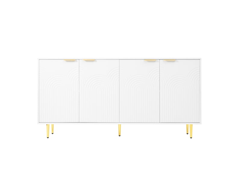  Buffet 4 portes avec étagères réglables et fermeture amortie - lpospi - mdf blanc 160 × 80 × 40 cm  - Conforama E