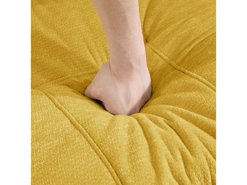  Pouf repose-pieds - 72 x 63 x 50 cm - ottoman en tissu chenille avec coussin moelleux - jaune  - Conforama D