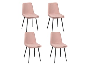 Lot de 4 chaises design yam en tissu rayé rose