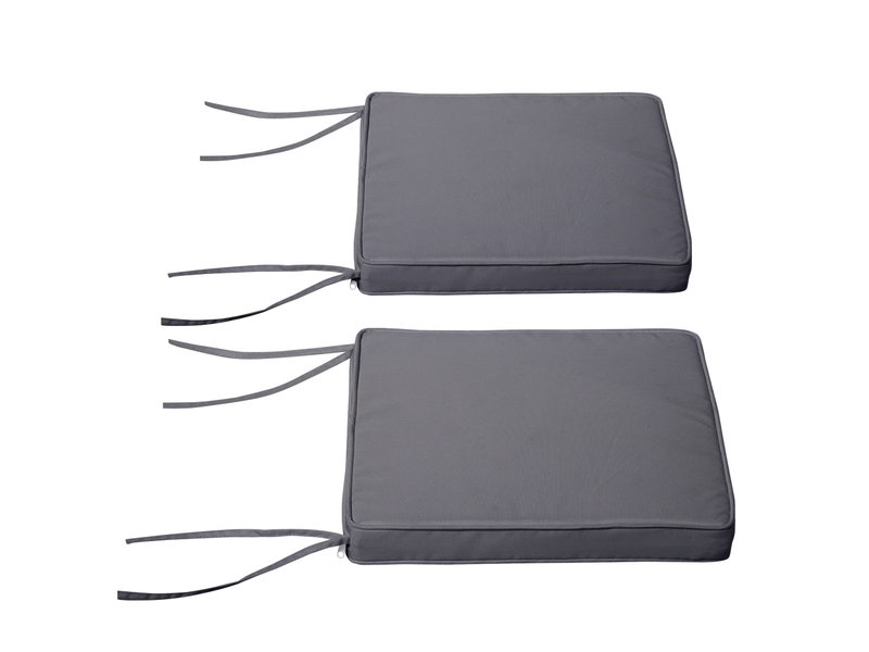  Lot de 2 coussins chaise jardin 45×45 cm, déhoussables, rembourrage 5 cm, polyester, gris foncé  - Conforama A