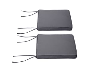 Lot de 2 coussins chaise jardin 45×45 cm, déhoussables, rembourrage 5 cm, polyester, gris foncé