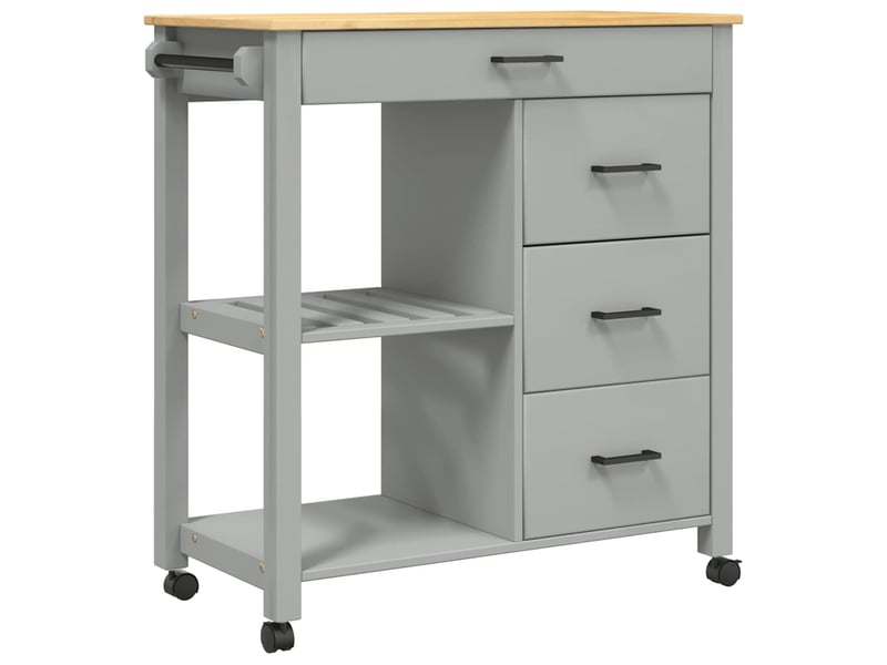  Desserte de cuisine, chariot de rangement monza 84x40x88,5 cm bois massif de pin shl50563  - Conforama A