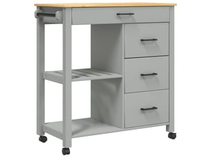Desserte de cuisine, chariot de rangement monza 84x40x88,5 cm bois massif de pin shl50563