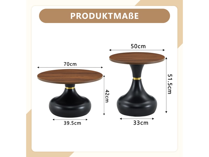  Set 2 tables basses forme sablier - design gigogne, plateau effet bois - salonchambrebureau  - Conforama C