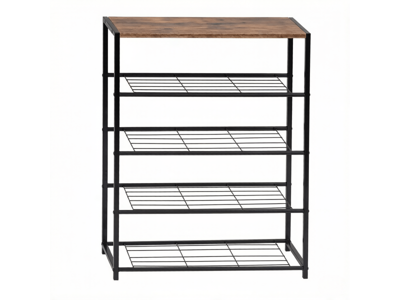  Étagère à chaussures en mdf et acier marron rustique et noir 63 x 30 x 83 cm T5828P513613 - Conforama A