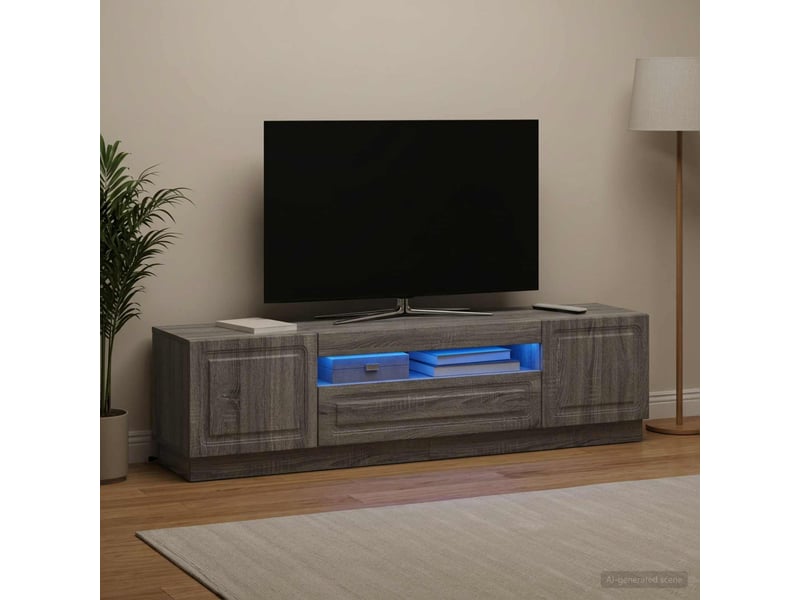  Meuble tv - banc tv - meuble de rangement led sonoma gris bois d'ingénierie  - Conforama D