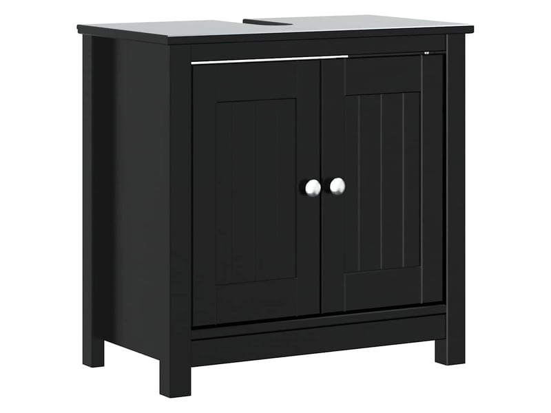Ensembles de salle de bain, meubles de salle de bain 3 pcs berg noir bois de pin massif cf64776 - Conforama D