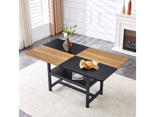 Table à manger rectangulaire 160 x 90 x 76 cm – noir et bois – avec étagère de rangement intégrée