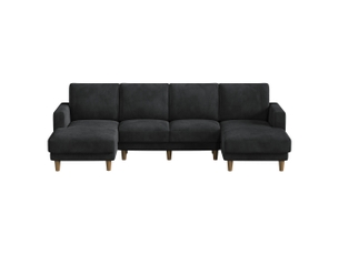 Canapé d'angle réversible fixe NECHE 269x140x86cm 4 places Velours Noir