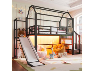 Lit mezzanine 90x200 cm <strong>OOIILLEE</strong> <strong></strong> coloris noir