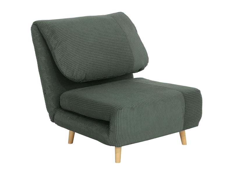  Fauteuil convertible 1 place en velours côtelé dossier inclinable vert 82 x 87 x 89 cm  - Conforama A