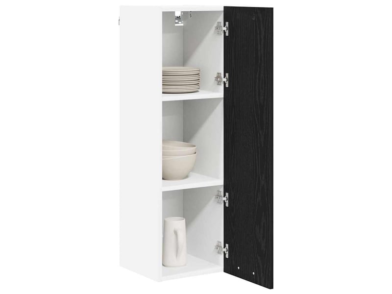 Meuble de rangement cuisine, armoire suspendue chêne noir 30x31x100cm bois d'ingénierie - Conforama C