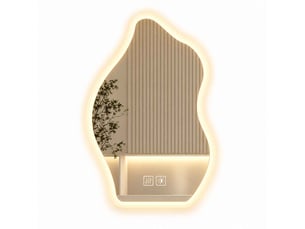 Miroir salle de bain led lumineux asymétrique 60 × 80 cm, avec éclairage réglable 3 couleurs et fonction anti-buée