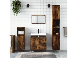 Amoire de salle de bain chêne fumé 30x30x190cm bois d'ingénierie shl3742