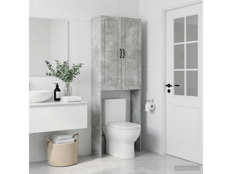 Armoire de toilette, meuble de toilette utrecht gris béton 66x25.5x190 cm - Conforama C