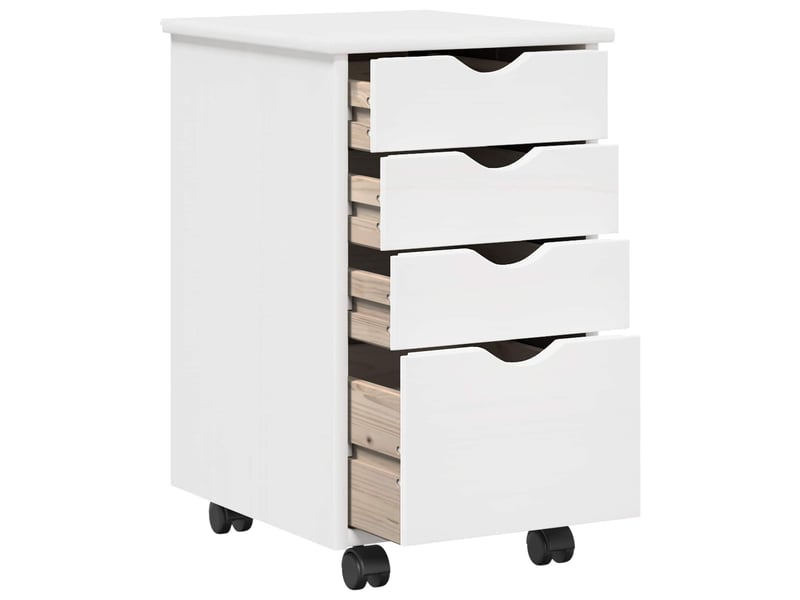 Caisson roulant de bureau avec roue blanc 34 x 39 x 56 cm pin massif - Conforama D