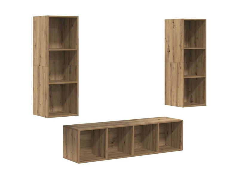  Ensemble meuble tv - banc tv - meuble de rangement 3 pcs chêne artisanal bois d'ingénierie  - Conforama A