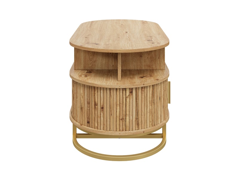  Table basse ovale,100x50x64 cm,avec plateau relevable et rangement,mdf,naturel  - Conforama E
