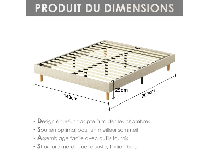  Ensemble matelas mousse 140x200 cm epaisseur 30cm + sommier déco  - Conforama B