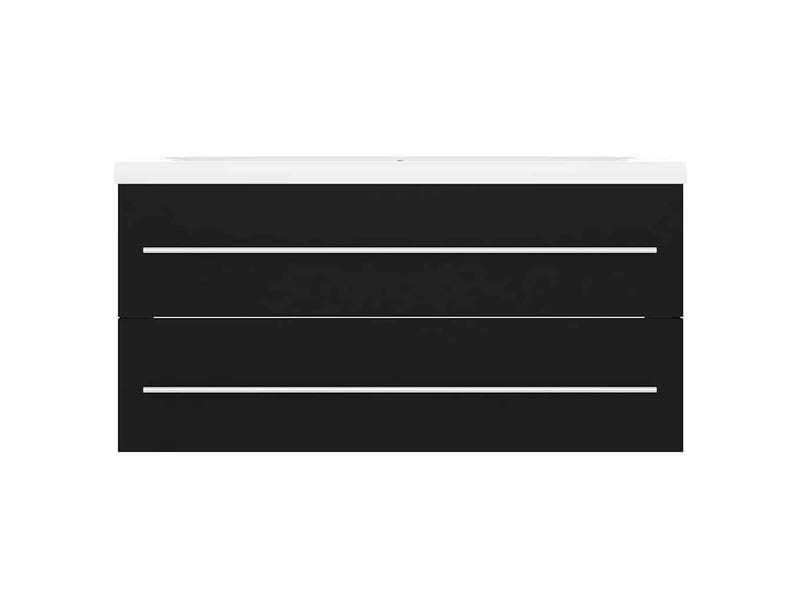  Armoire d'évier avec lavabo intégré, cabinet de salle de bain noir aggloméré cf65595  - Conforama D